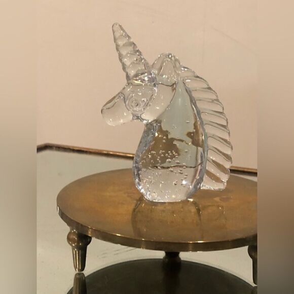 Glass Unicorn Figure Statue Magical Mythical Paperweight Decor - Picture 1 of 7